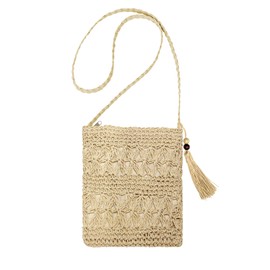 Lulullaby Strohtasche, Stroh Crossbody Tasche, Damen Stroh Umhängetasche, Sommer Vintage Strandtasche, Schultertaschen, Strandtasche, Crossbody Strand Tasche, Für Arbeit Reise Outdoor Urlaub (Beige)