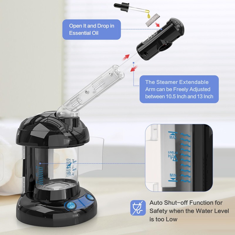 Kingsteam Facial Steamer - Ozone Steamer with Extendable Arm -