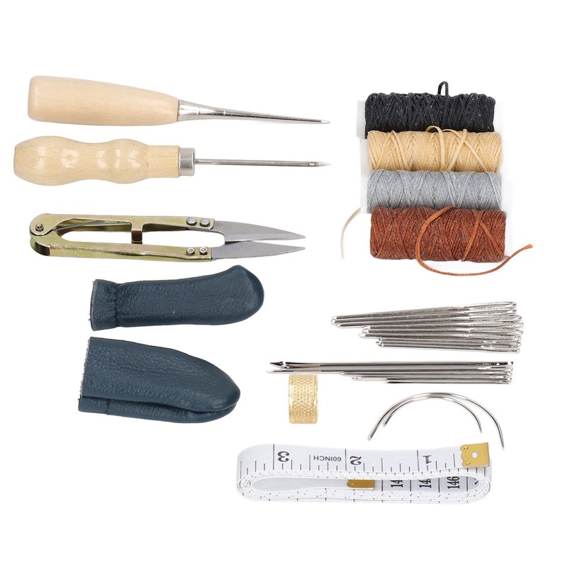 28Pcs Leather Working Tools Durable 2Pcs Awl 4Pcs Wax Threads
