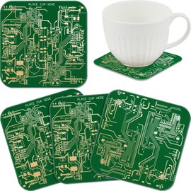 Circuit Board Coasters PCB Coasters Immersion Gold Circuit Board Coasters for Drinks PCB Design Coasters for Men Funny Drink Coasters for Party Bar Office Geek Men Nerd Engineer Gifts (Green)