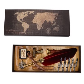 Calligraphy Pen Retro Style Reliable Wearable Replaceable Nibs Attractive Decorative Writing Tools for GiftCrimson