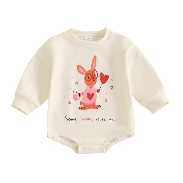 My First Valentines Day Baby Girl Outfit Love Sweatshirt Romper