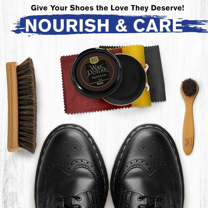 Stone and Clark Premium Black Shoe Polish Kit - Shine