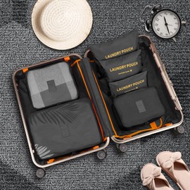 WOWTOY 6PCS Packing Cubes for Travel Luggage Organiser Bag Compression Pouches Clothes Suitcase, Packing Organizers Storage Bags for Travel Accessories, Black