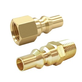 Joywayus 1/4" NPT Propane Quick-Connect Adapter Full Flow Plug Kit 1pcs Female Thread and 1pcs Male Thread Gas Pipe Fitting for RV Portable BBQ