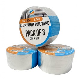 Pack of 3 – Aluminum Foil Tape 2" x 50 ft – Heavy Duty HVAC Duct Tape for Home and Commercial Use – High Temp Insulation, Dryer Vent Sealing, Waterproof Repairs – Strong Adhesive for Pipes and AC