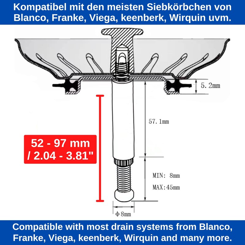 Strainer Basket Replacement Spigot, 1 Pack, for Eccentric Operation, Protrudes