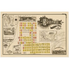 Vintage Snohomish County Everett Washington City Map Print, Historical Wall Art, Sepia Tone, Antique Style Cartographic Illustration (24 x 36 inches)