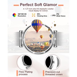 Small Smart Watch for Women with Bluetooth Call, 1.27” Ladies Smart Watch,120+ Sports Modes Step Counter Fitness Watch, HR/BP/SpO2 Sleep Monitor, IP68 Waterproof Smartwatch for Android/iOS Silver
