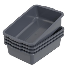 Joyeen 32 Liter Large Commercial Bus Trays Tote Box, Grey Plastic Wash Basins Set of 4