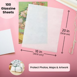 Bright Creations 100 Pack 16 x 20-Inch Glassine Paper Sheets for Artwork, Photographs, Documents & DIY Crafts - White Glassine Sheets for Drawings, Maps & Artwork Protection
