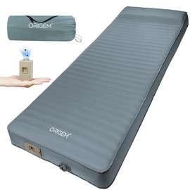 Origem Self Inflating Sleeping Pad, 4" Ultra-Thick Camping Mattress with Built-in Pump, Foam Campinging Mat for Tent, Traveling and Car, Easy to Inflate and Deflate (Grey)