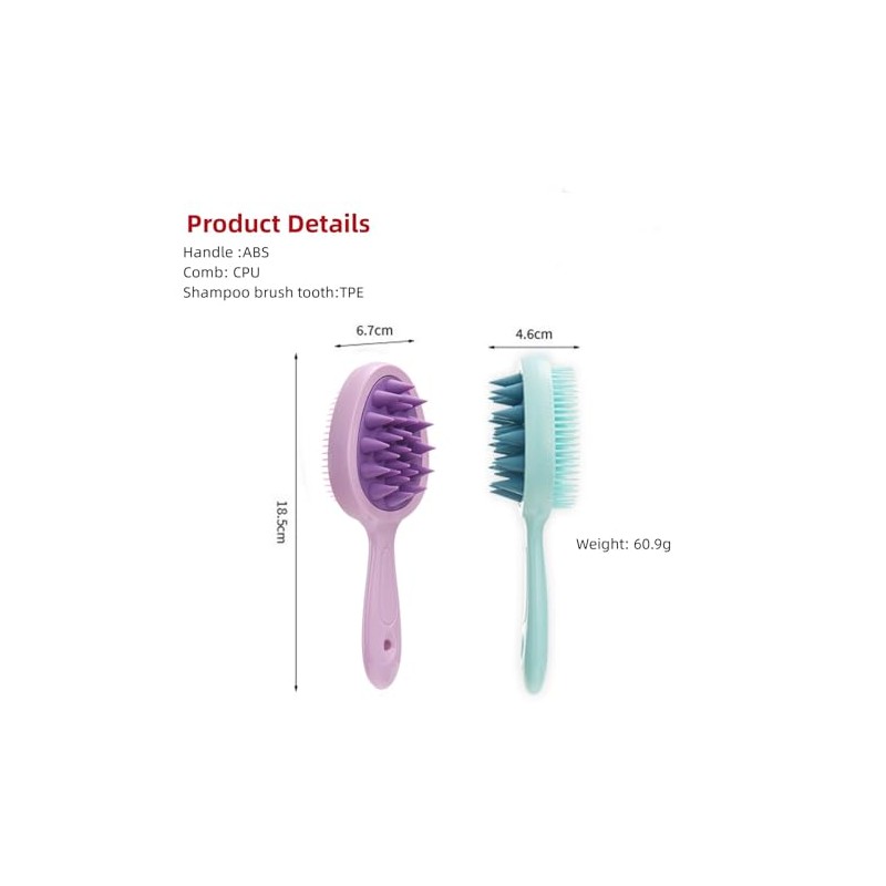 Cepillo de Silicona de Doble Cara para Cabello Húmedo Y
