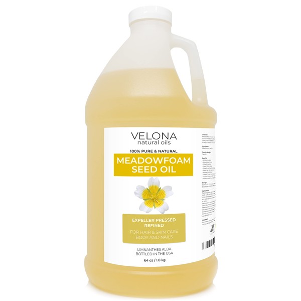 velona Meadowfoam Seed Oill 64 oz | 100% Pure and Natural Carrier Oil | Refined, Cold pressed | Cooking, Skin, Hair, Body & Face Moisturizing | Use Today - Enjoy Results
