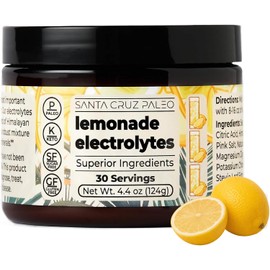 Santa Cruz Paleo “Santa Cruz Limonada Electrolito En Polvo - Sal Rosa Del Himalaya, Sal Marina, Magnesio, Sin Gluten, Sin Azúcar, Paleo - 30 Porciones