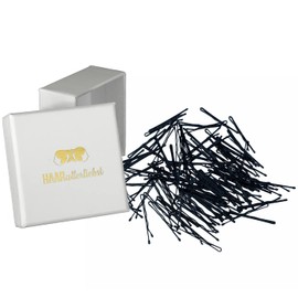 HAARallerliebst Small Bobby Pins Mini Hair Clips Black 3.4 cm Short Includes Box for Storage (Box Colour: White) Pack of 100