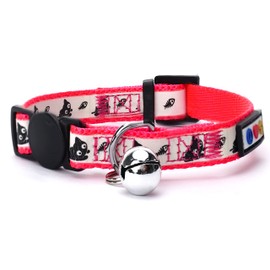 Pawtitas Glow in The Dark Cat Collar with Safety Buckle and Removable Bell Cat Collar Kitten Collar Pink Cat Collar