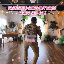 6 Sets Baby Shower Games Funny Bridal Shower Games Activities - Funniest Baby Shower Game Ever, Ice Breakers for Boy or Girl, Ping Pong Twerk Game (Pink)