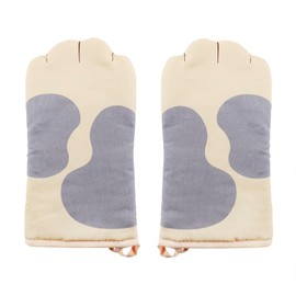 Cook Non-Slip Oven Mitts Heat Resistant Oven Gloves Cute Cat Paw Short Oversized Thick Gloves Grill Cut-Resistant BBQ Gloves Kitchen Utensils for Home Cooking Baking Grilling (1 Pair)