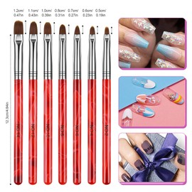 TOROKOM 19pcs Acrylic Nail Brush Set, Acrylic Applicator Tools, Gel Nail Powder Brush for Home, Nail Salon, Beginners Set (Red)