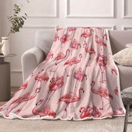 Flamingo Cozy Flannel Blanket, Flamingo Gifts for Women Girls Pink Throw Blanket, Cute Soft Warm Plush Blanket for Home Chair Sofa Couch Bed 50x60 Inch