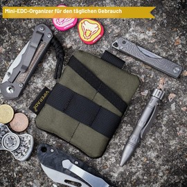 VIPERADE VE13 Mini EDC Pouch, Small EDC Organiser Bag with 3 Pockets, Mini EDC Tool Bag with Area, EDC Bag, Small Multitool Organiser, Backpack, Additional Bag, Green
