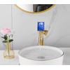 Bathroom Vessel Faucet Gold Waterfall Open Spout Basin Faucet Led