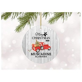 Christmas Ornaments 2020 Christmas Tree Muscadine Alabama Xmas Decorations Gift Idea Rustic Holiday Tree Ceramic Unique Home Sweet Home State Decoration Anniversary 3" Ornament