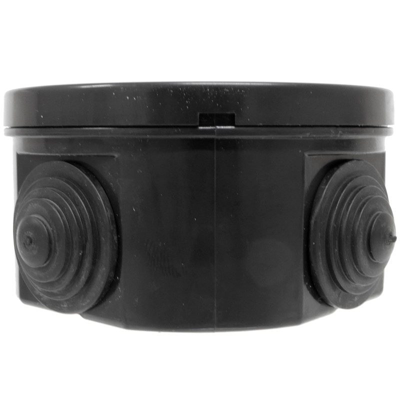 10 x Weatherproof Junction Box Outdoor Black - 80x40mm Round