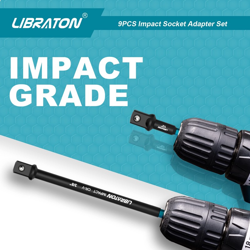 Libraton Impact Grade Socket Adapter Set, 3" 6" 12", Drill