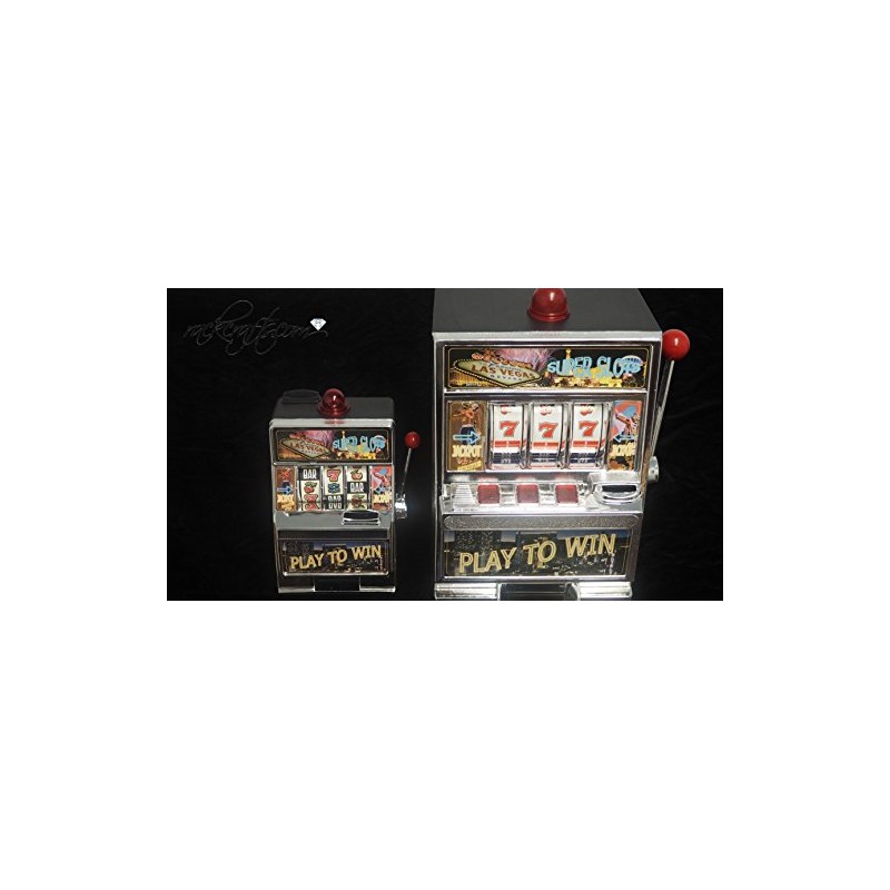 rackcrafts.com Real Mini Slot Machine Las Vegas Coin Bank With
