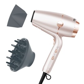 INFINITI PRO CONAIR SmoothWrap Hair Dryer, Blow Dryer with Diffuser and Concentrator Attachments, Advanced Plasma and Ceramic Technology for Less Frizz, More Volume, and Body, Champagne