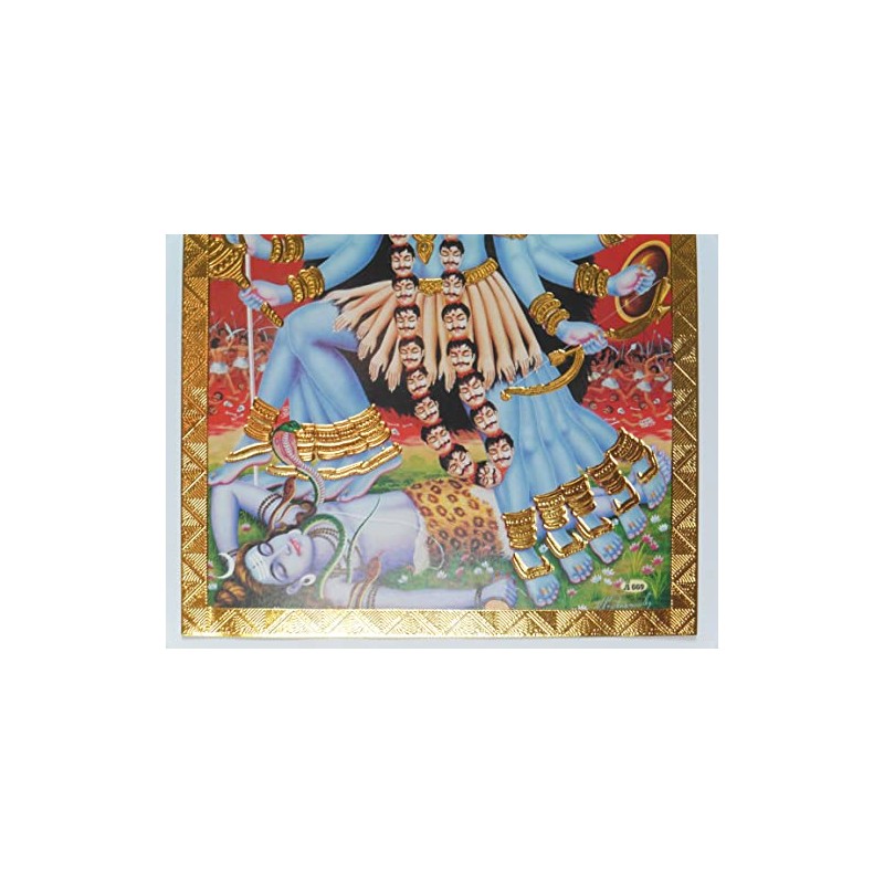 Gold Foil Embossed Hindu God Goddess Kali Shrine Picture