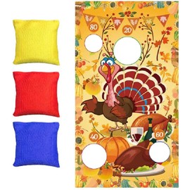 Bean Bag Toss Game Reusable Throwing Game Sandbag Flag for Thanksgiving Party Indoor Outdoor Game Flag