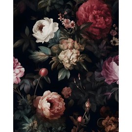 Dark Floral Peel and Stick Wallpaper Vintage Gothic Contact Paper Pink Goth Flower Wall Mural Home Vinyl Waterproof Self Adhesive Removable Renter Friendly Wall Paper 17.5" x 118"