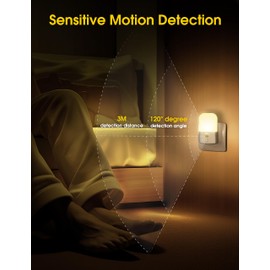 Emeritpro Night Light with Motion Sensor (Pack of 2) - 2700K Warm White, Adjustable Brightness, Energy Efficient, Versatile for Various Rooms