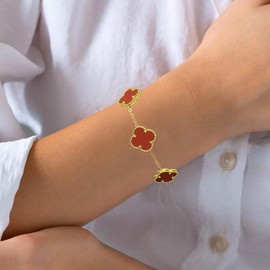 14K Gold Plated Lucky Bracelet for Women White/Black/Red/Bracelets Cute Gold Bracelets Jewelry Gifts for Women Girls