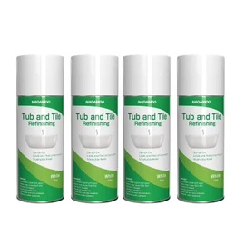 NADAMOO Tub and Tile Spray Paint White, 450ml, 4 Cans, Aerosol Bathtub Refinishing Kit for Porcelain Fiberglass Ceramic, DIY Resurfacing Bathroom Sink Countertop