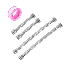 4 Stück Flexschlauch 3/8", Edelstahl Flexschlauch 3/8 Zoll mit Dichtungsband, 20cm/10cm Flexibler Armaturenschlauch Verlängerung für Wasserhahn, Panzerschlauch 3/8" Überwurf und Außengewinde