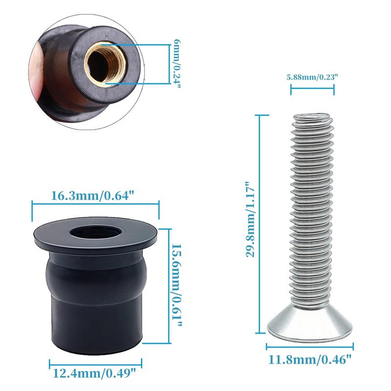 24 Pairs of M6 Neoprene Well Nuts M6 x 30mm