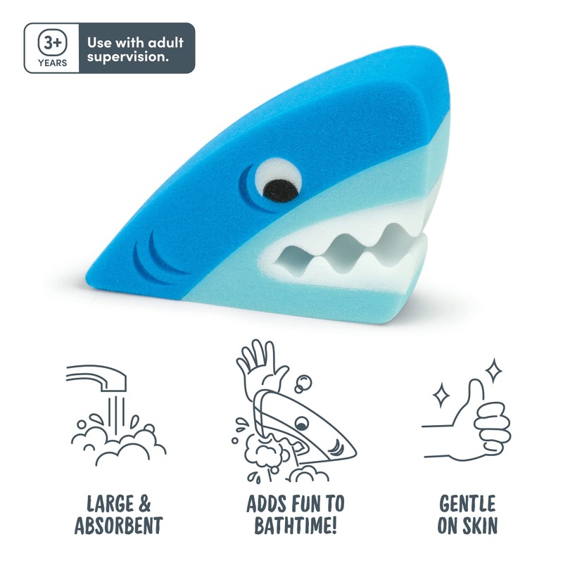 Genuine Fred Bath Biters, Children's Bath Sponge, Shark - Large
