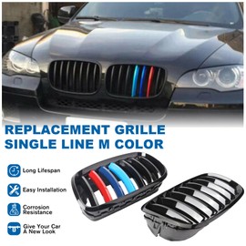 BILLDIO Front Grill M Color Grille For 2007-2014 X5 E70 X6 E71，ABS Gloss Black M Color Kidney Grille