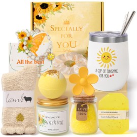 Sunflower Gifts for Women, Birthday Hampers Pamper Gifts for Her, Get Well Soon Gift Baskets Self Care Package Relaxation Bath Set Christmas Gifts for Your Mum, Wife, Best Friends
