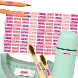 Mini Name Stickers 16 x 6 mm - Name Tags - Pens, Clothes, Small Parts (Pack of 156) - Waterproof & Dishwasher Safe - BPA Free - Sunnywall (Soft Rose)