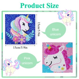 FEXPDL 5D Diamond Painting Kit for Kids 4 Packs Glowing 5D DIY Full Drill Diamond Painting Kit - Adorable Narwhal, Penguin, Flamingo and Owl, Artistic and Fun Diamond Art Activity