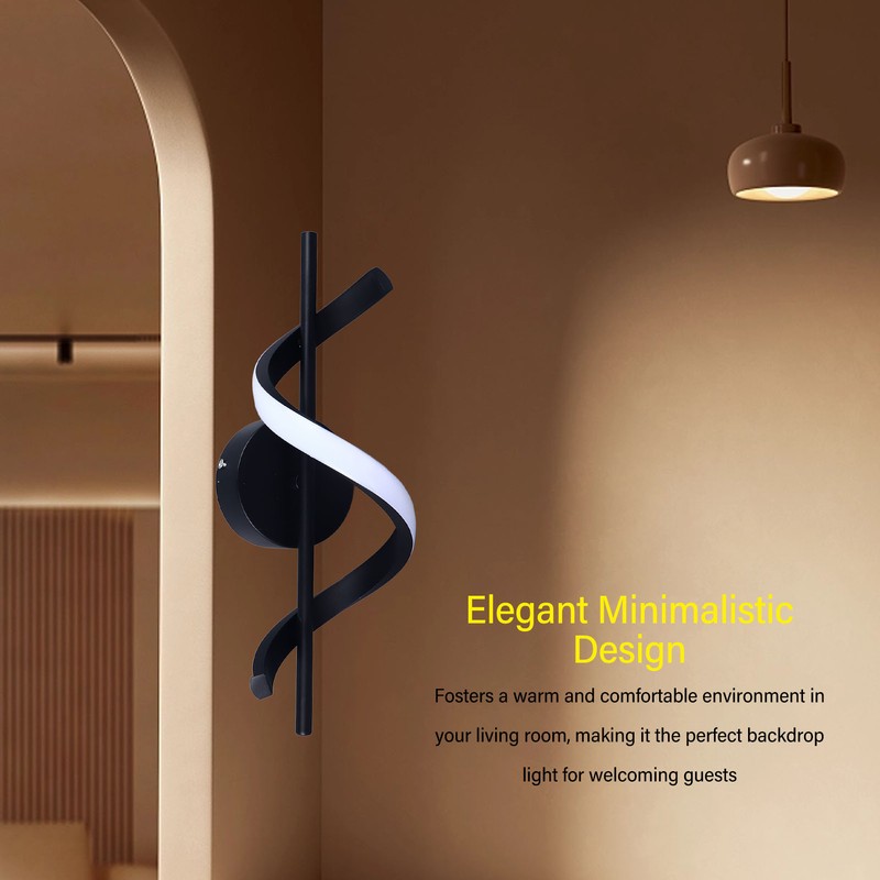 LED Wall Sconce Lighting 18W 3000K Warm White Modern Spiral