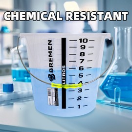 642way 10L Measuring Scale Bucket with Handle,Multipurpose Large Measuring Container,-40 to 200 Heat Resistant & Chemical Resistant Plastic Measure Right Bucket Translucent Industrial Pails (1)