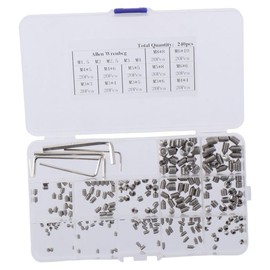 Fudeshe 240Pcs 304 Stainless Steel Allen Set Screws with Wrench Kit,Allen Head Hex Socket Cone Point Set,M3/M4/M5/M6/M8 Internal Hex Drive Grub Screws for Door Handles, Faucet, Light Fixture Screws