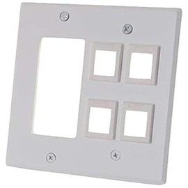 C2G/Cables To Go 41341 Double Gang Decorative Cutout Wall plate with 4 keystones - White
