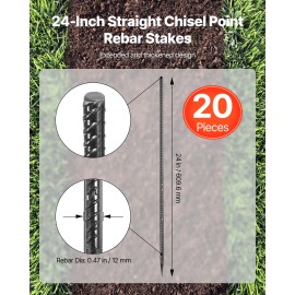 VEVOR 16-Inch 16 Pack Rebar Stakes Straight Galvanized Steel Ground Anchors